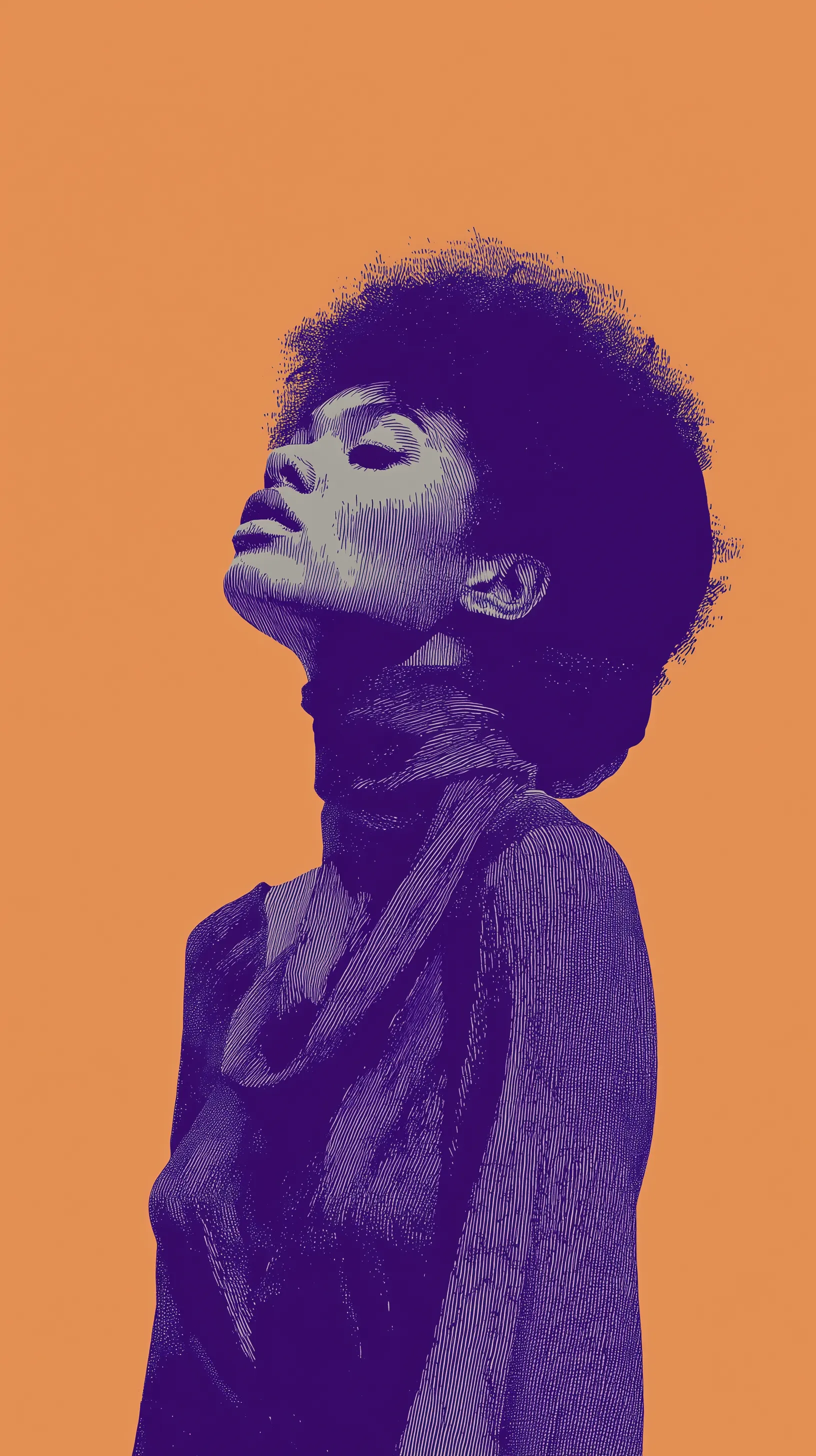 Vibrant stylized portrait on orange background