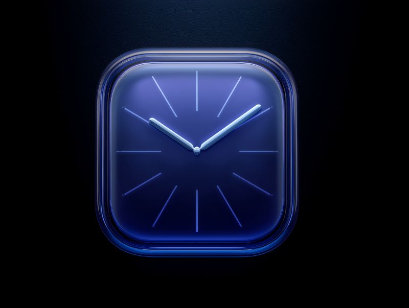 Glowing Blue Minimalist Clock Icon