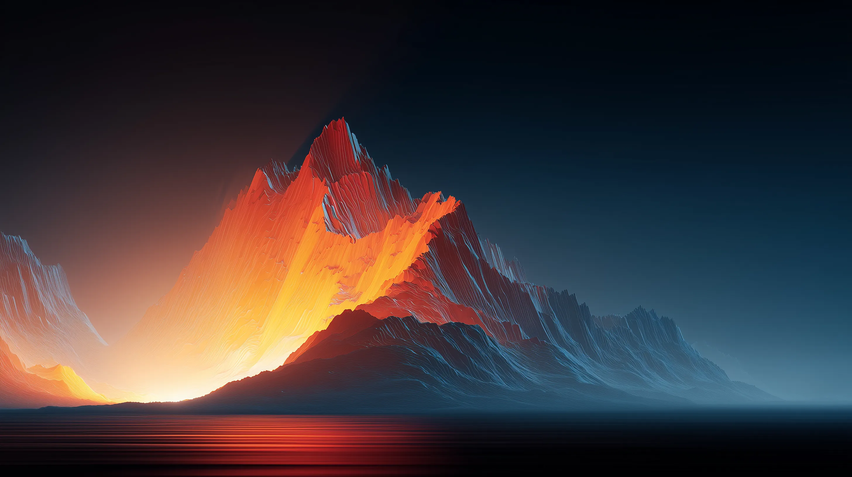 Abstract Glowing Mountain Landscape