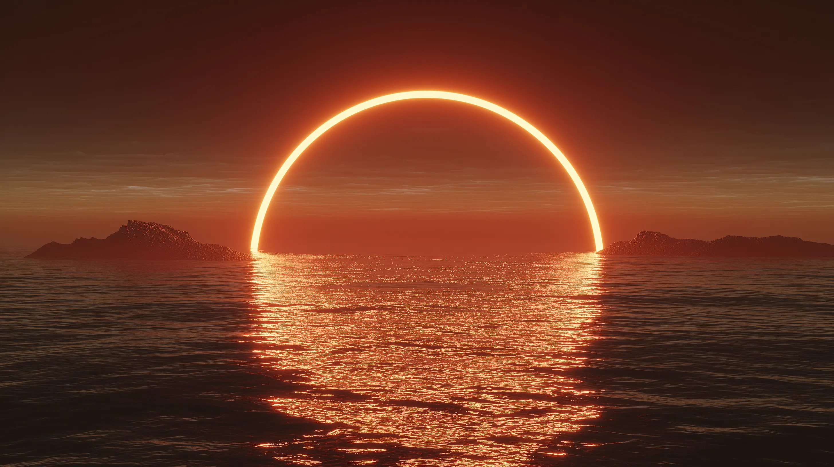 Glowing Ring over Ocean Sunset