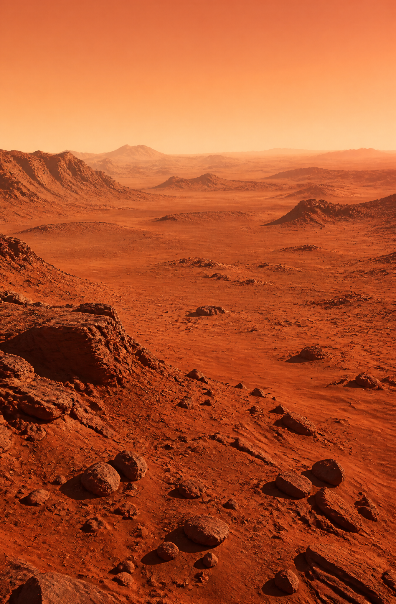 Vast Martian Landscape with Rugged Terrain