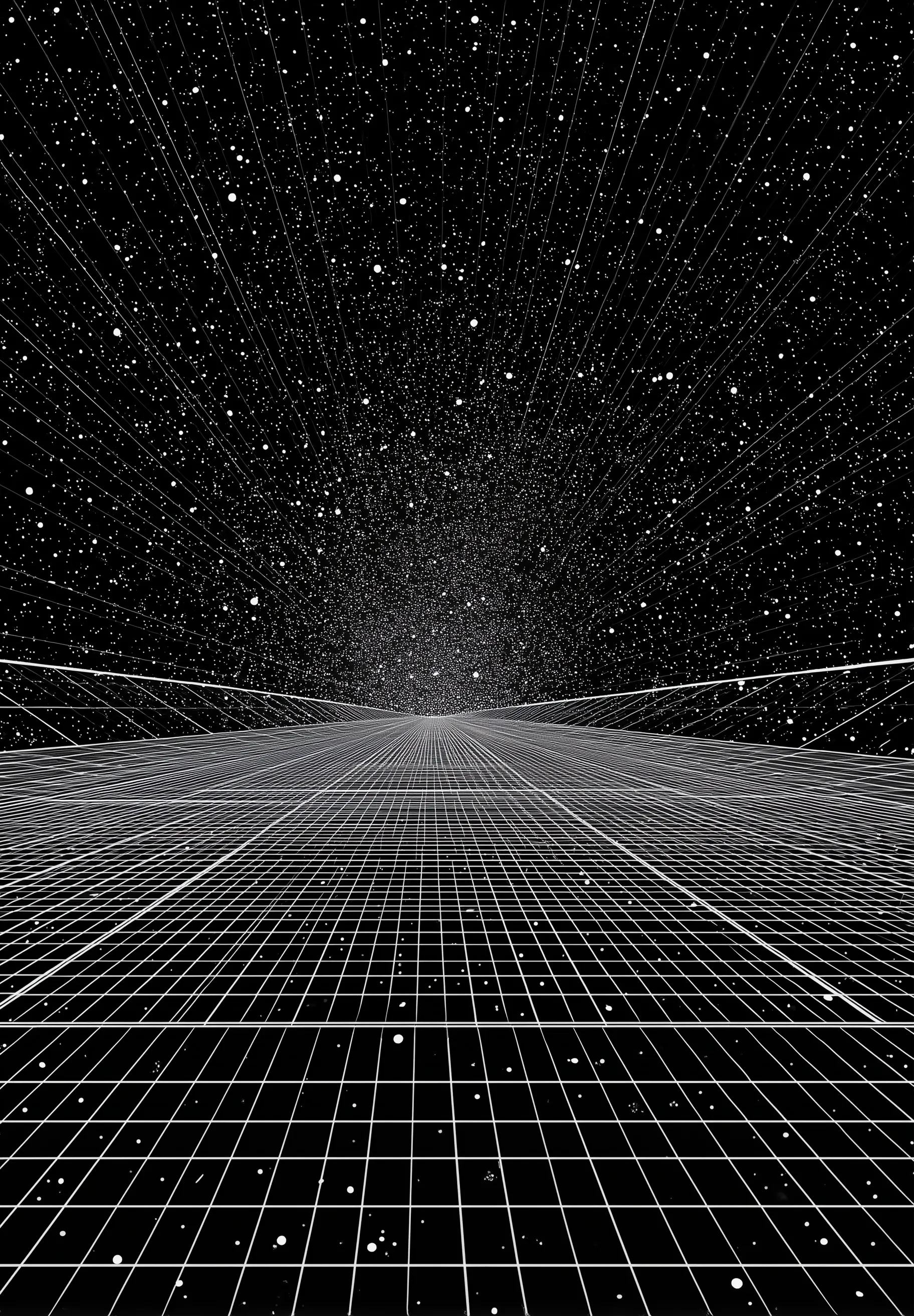 Wireframe Horizon in Star-Filled Space