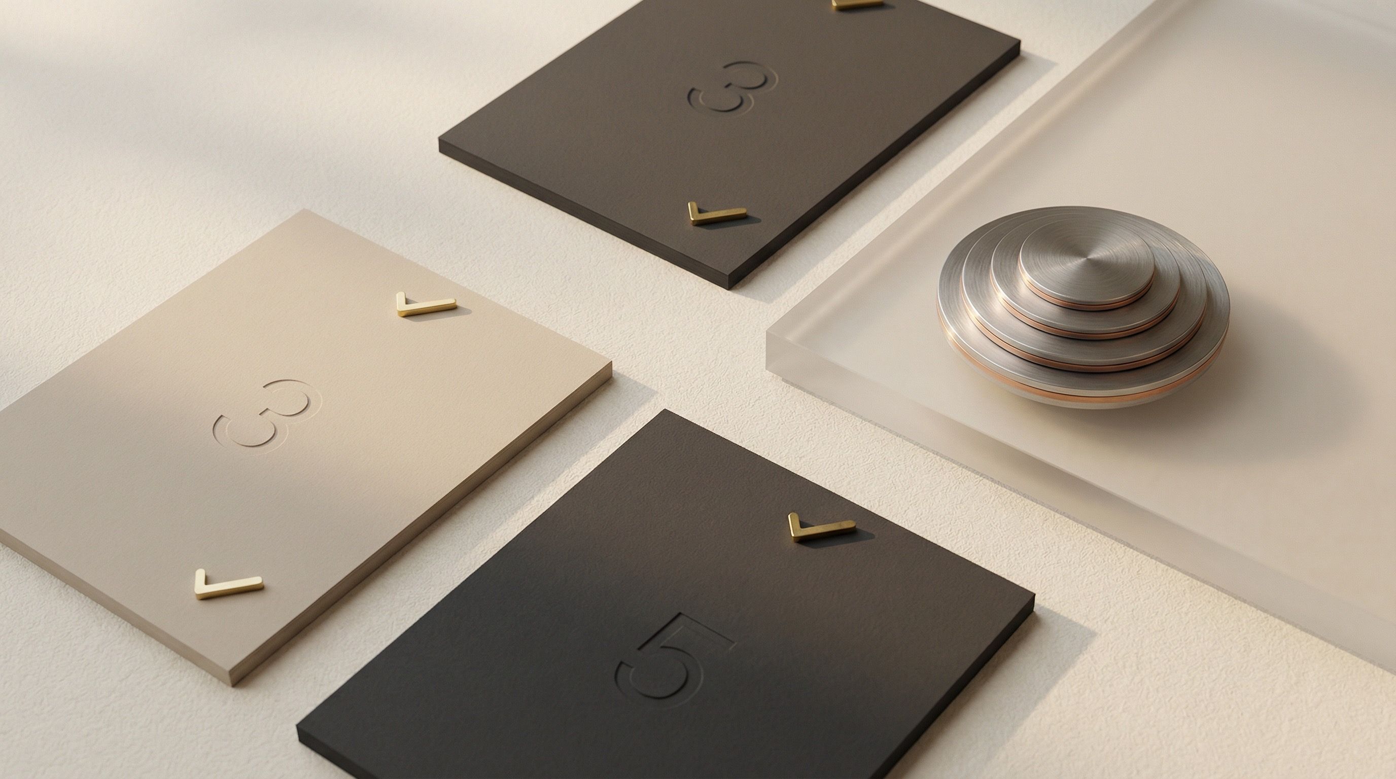 Minimalist number plaques and metal object
