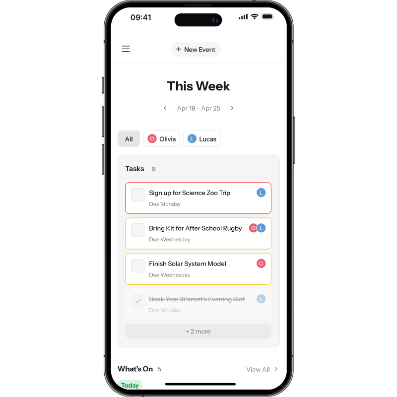 Task Planner Mobile UI Interface
