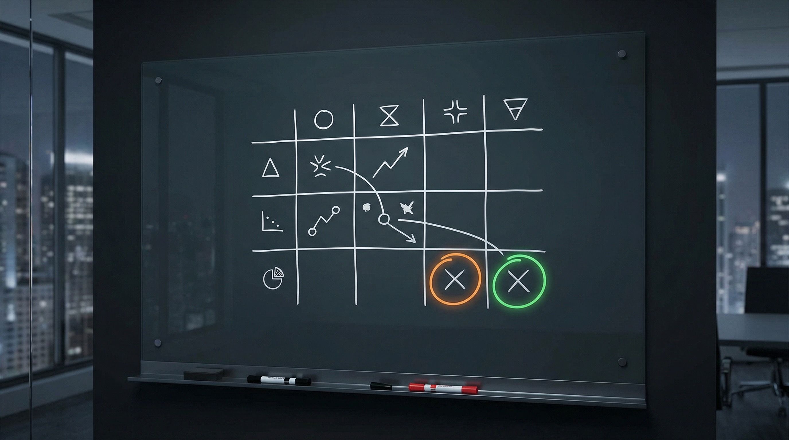 Strategy Diagram on Glass Board in Office