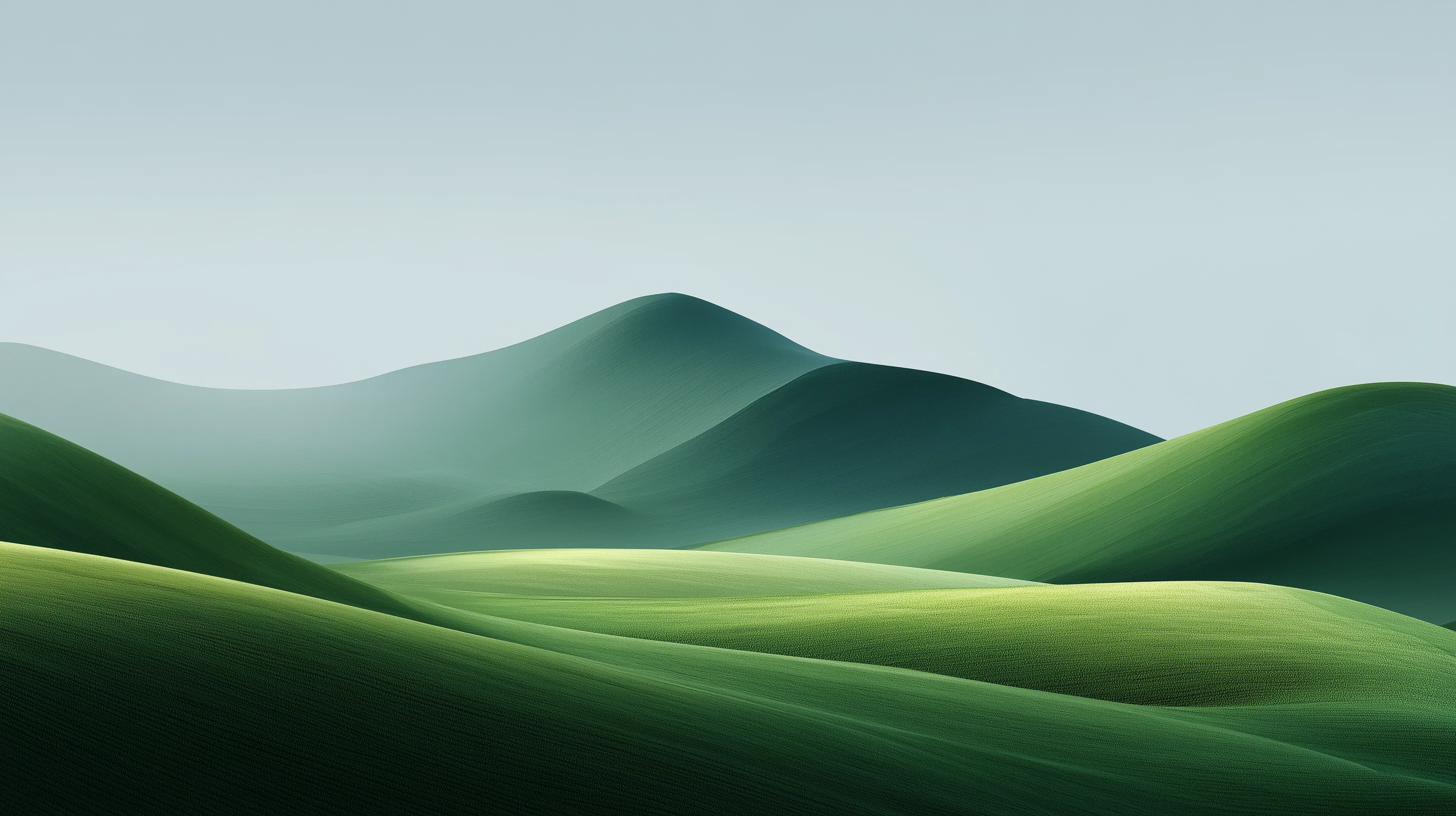 Minimalist Rolling Green Hills at Dawn