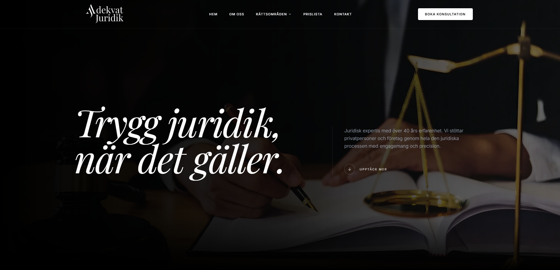 Adekvat Juridik webbplats - professionell juridisk byrå