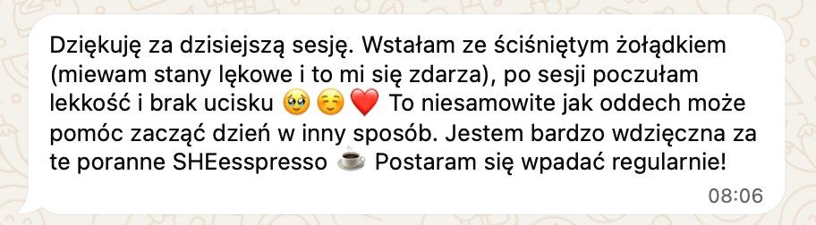 Wiadomość od uczestniczki sesji