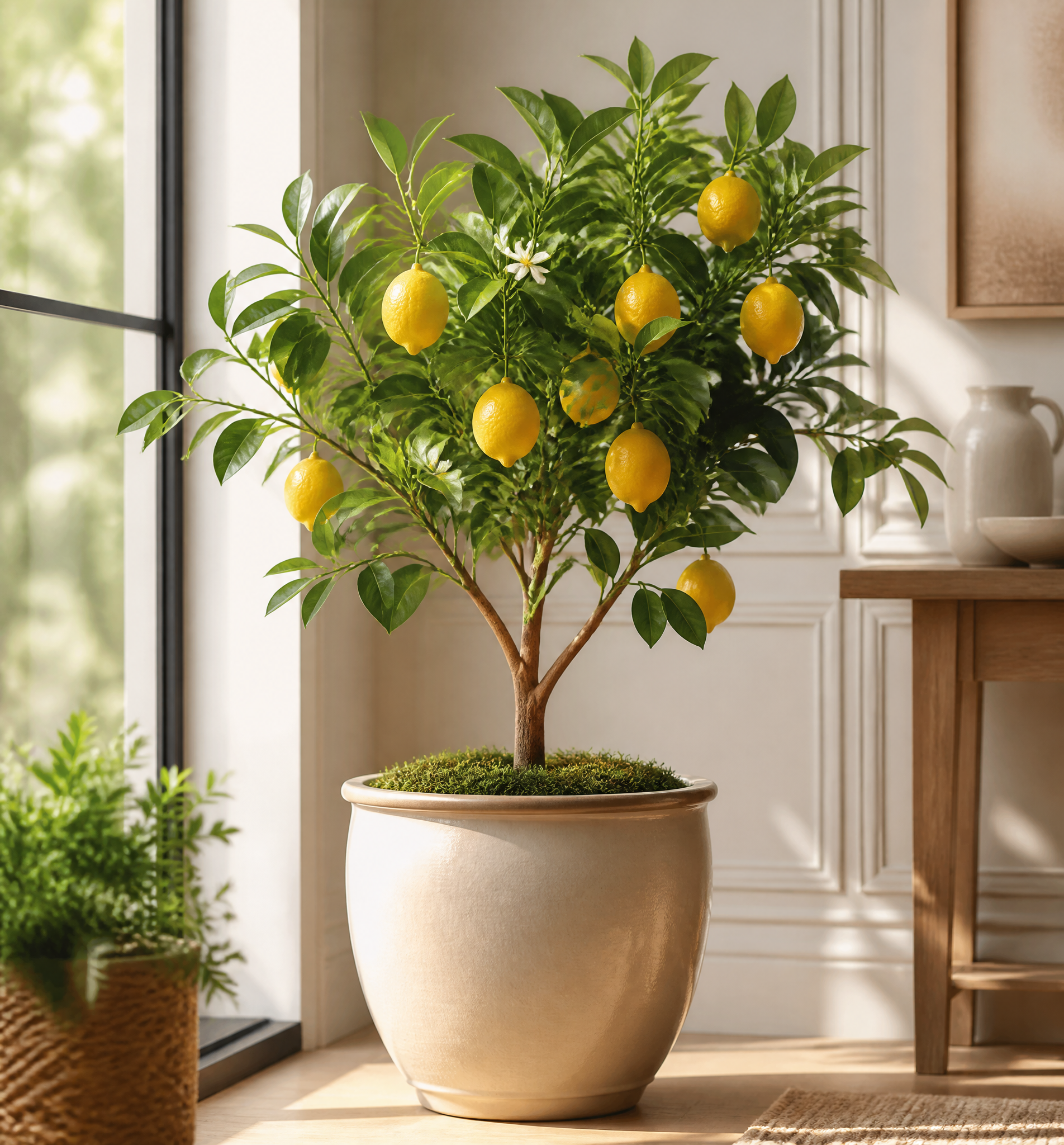 Elegant indoor lemon tree