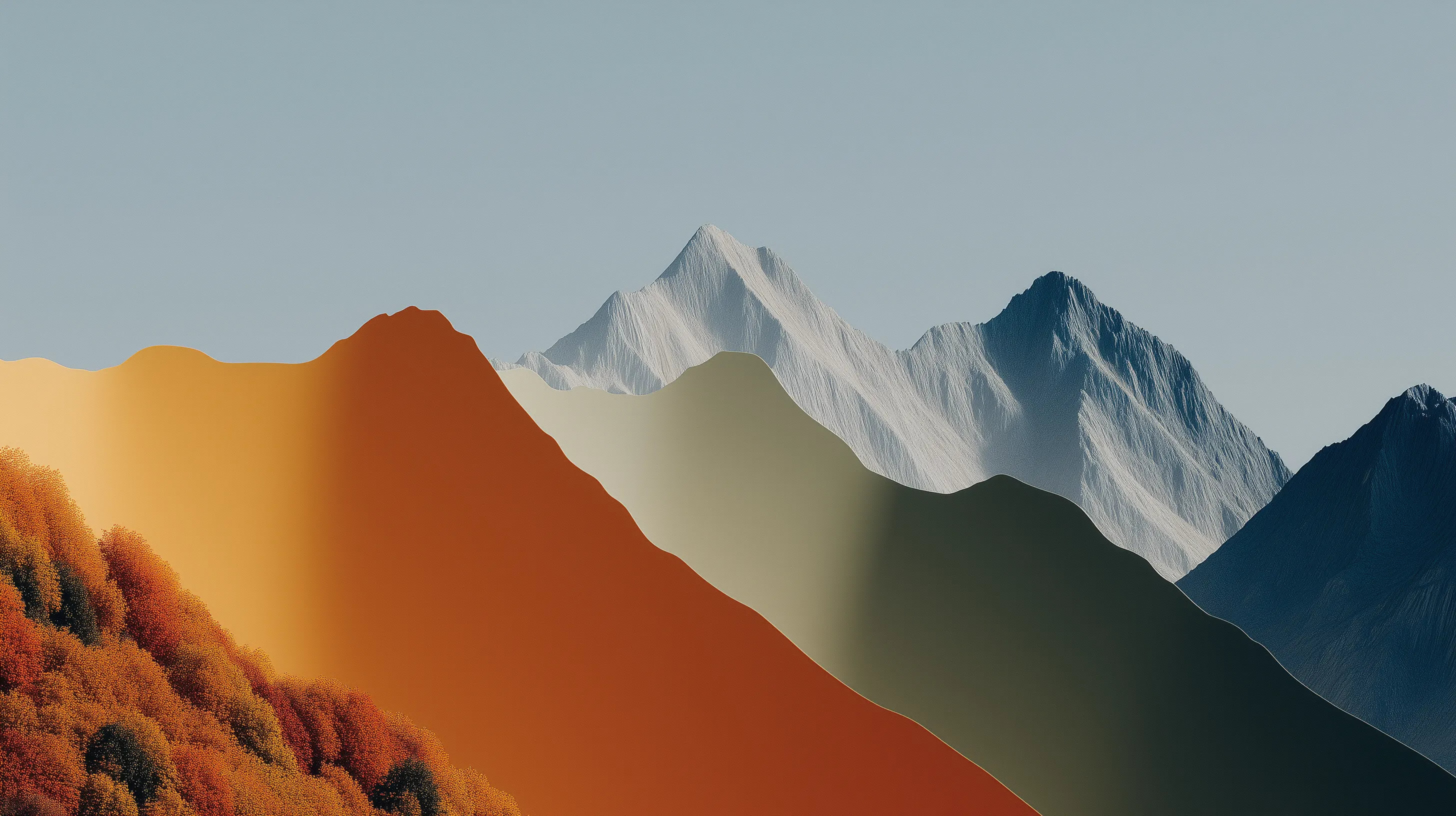 Stylized Mountain Landscape at Sunrise