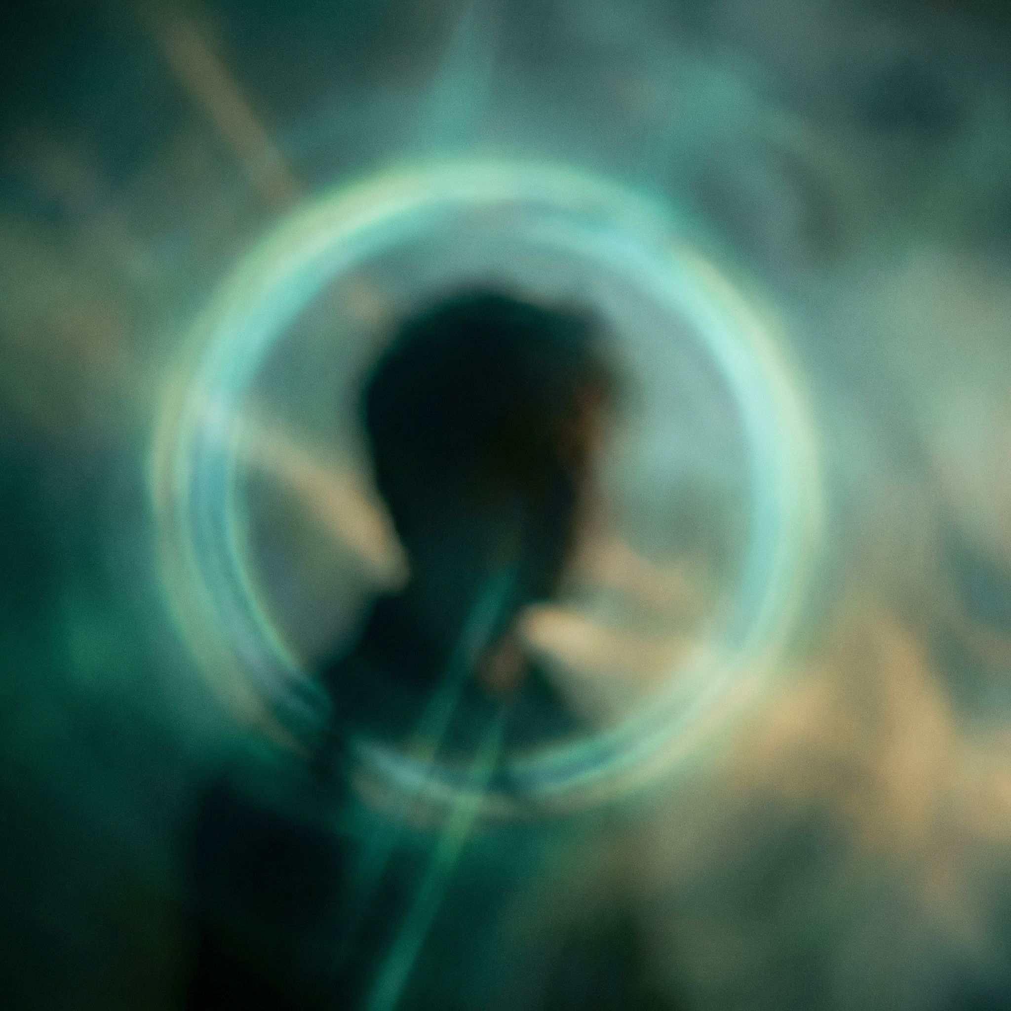 Abstract silhouette with glowing halo