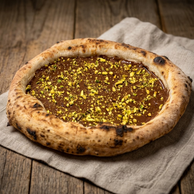 Gourmet Chocolate and Pistachio Dessert Pizza