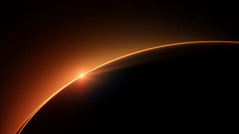 Stylized Sunrise Over Planet Horizon