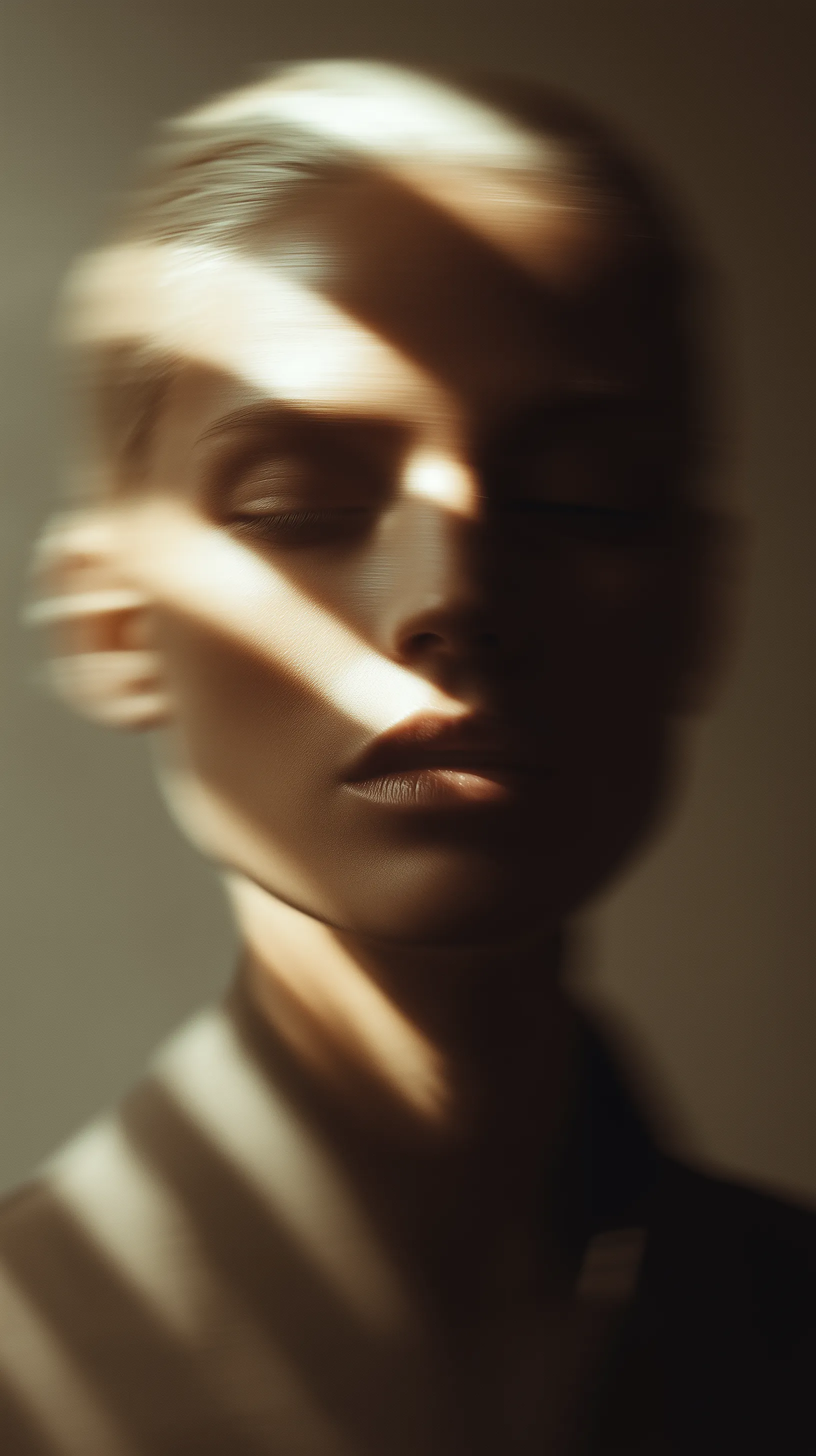 Abstract portrait with dramatic light streaks