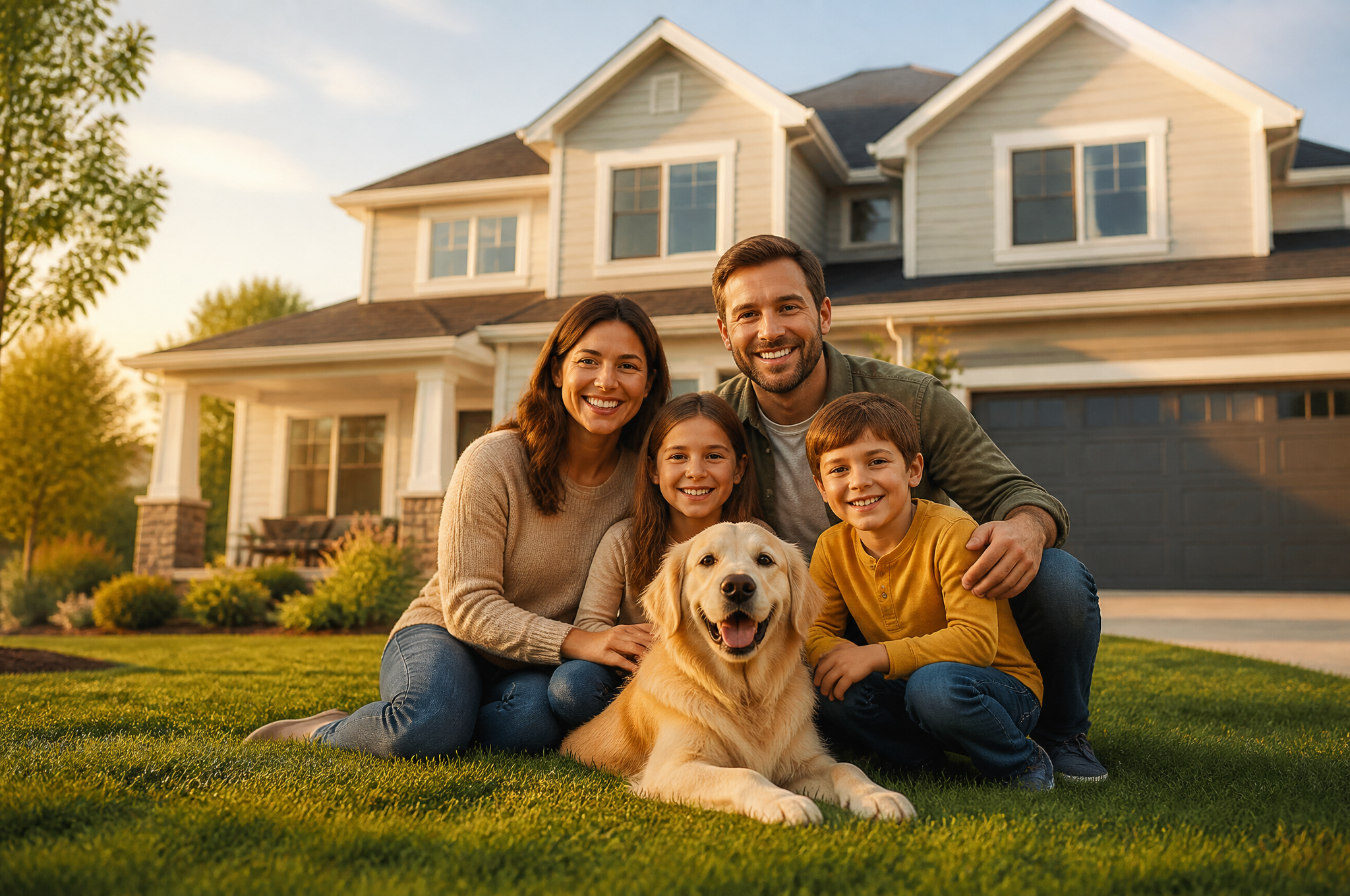 Family with dog