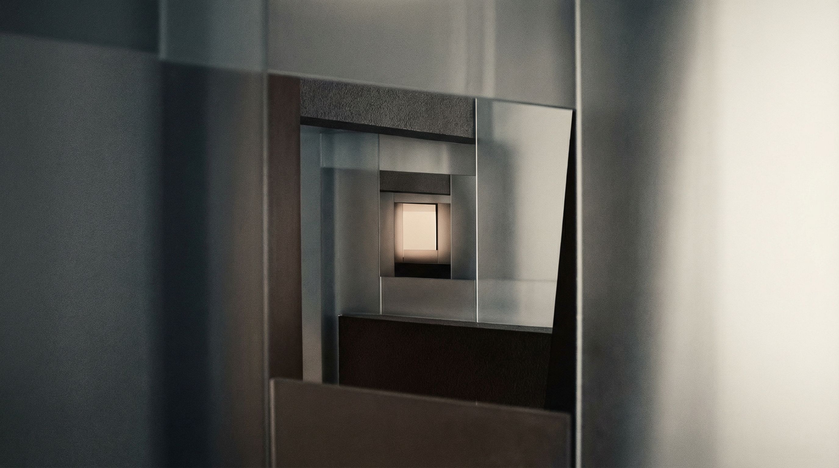 Abstract geometric corridor with soft light