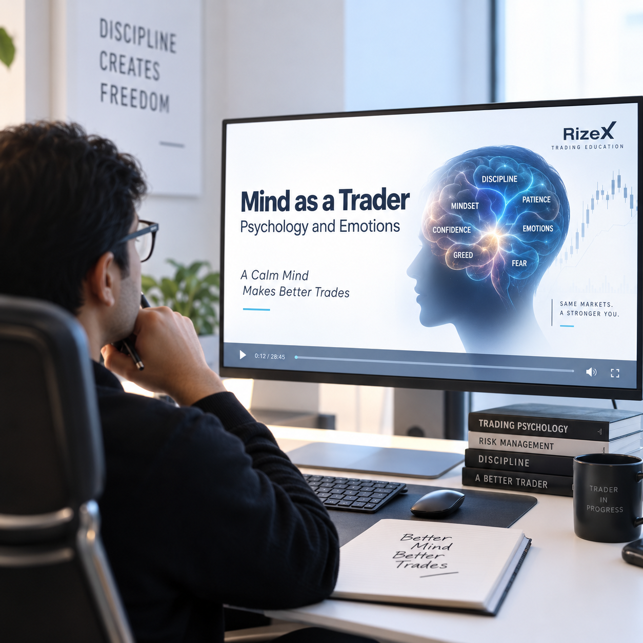 Trader Studying Psychology and Mindset Education
