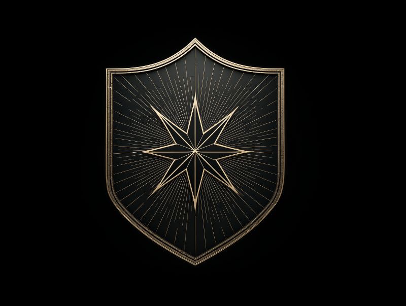 Gold Starburst on Black Heraldic Shield
