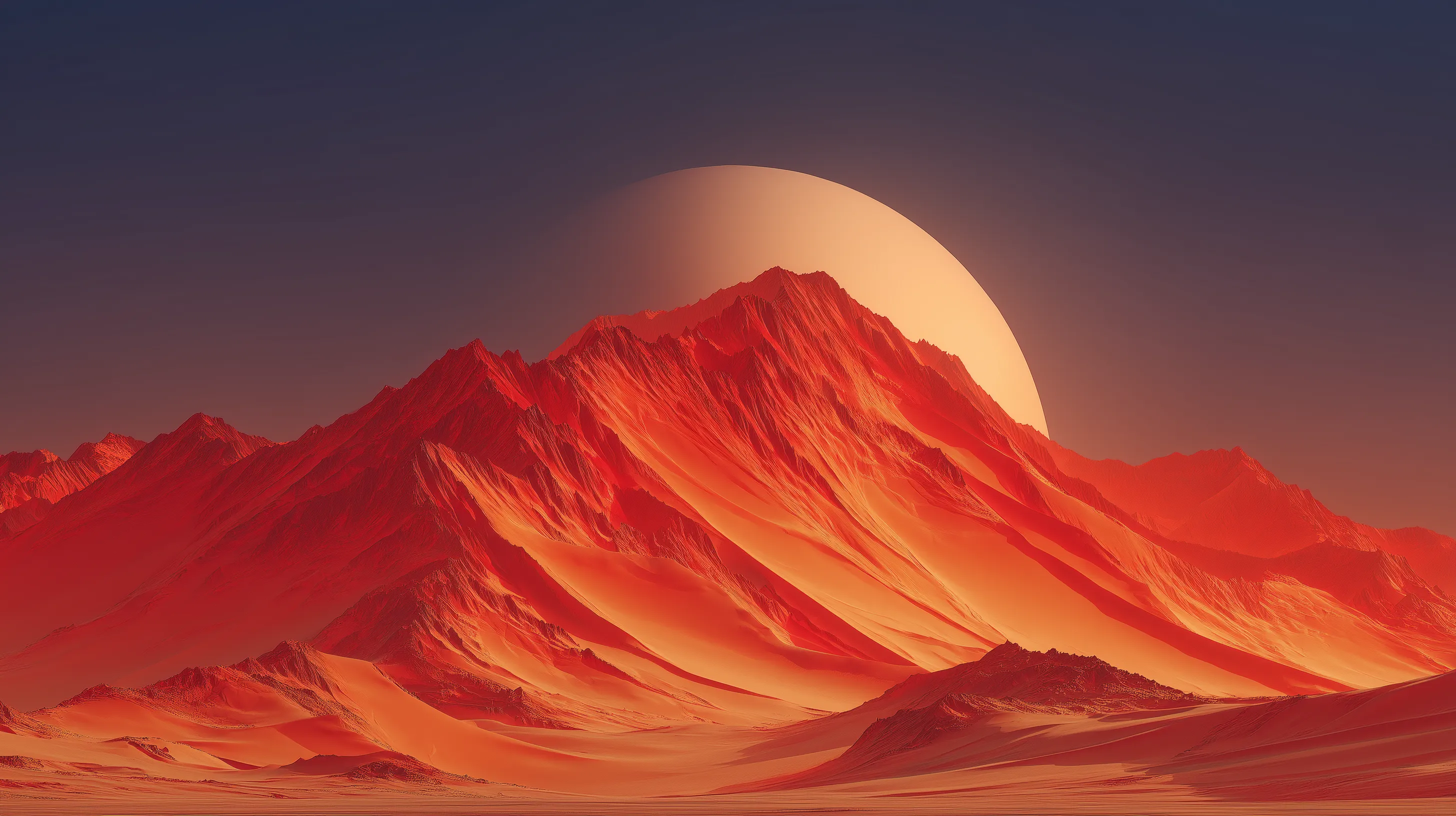 Surreal Red Desert Mountains at Sunset