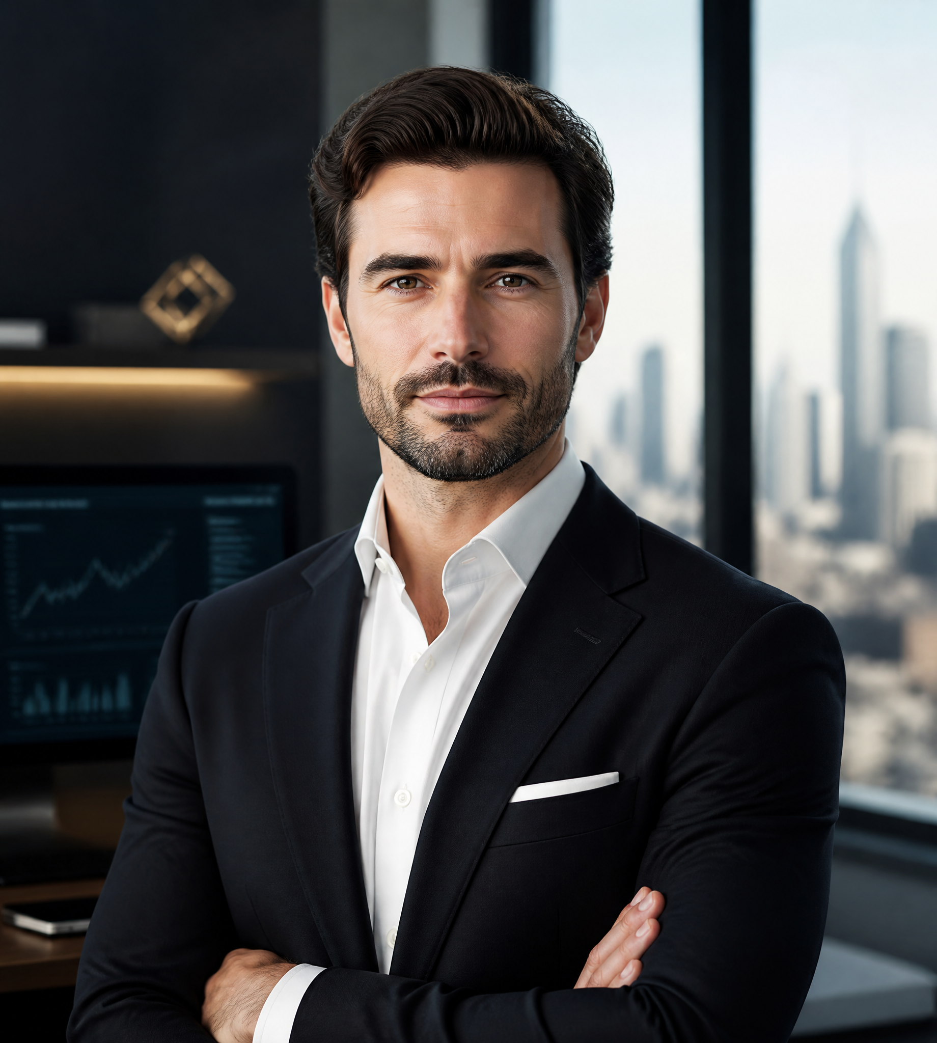 Confident Businessman in Modern Office
