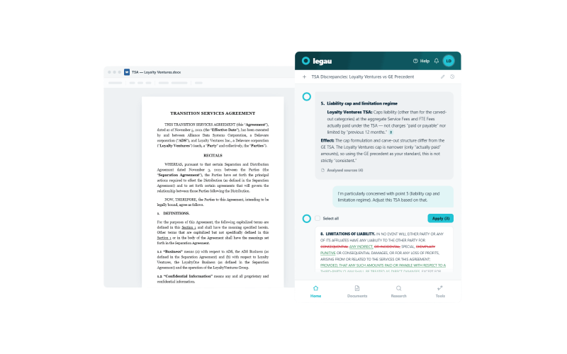 Legau AI Contract Analysis Interface