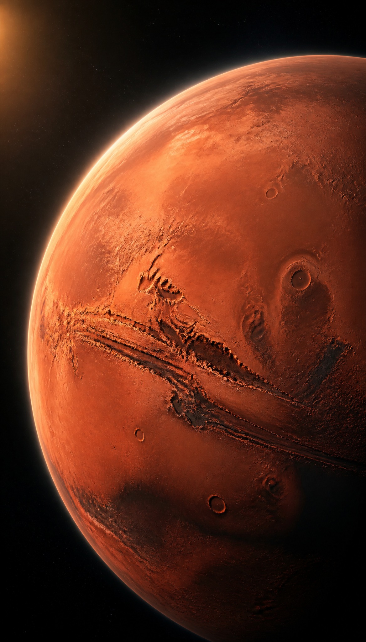 Close-up View of Planet Mars with Valles Marineris