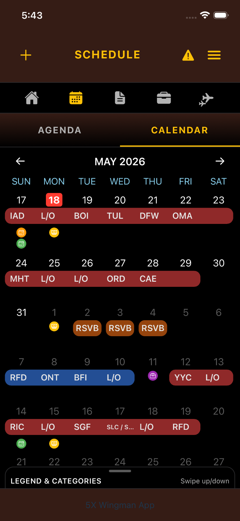 Mobile flight crew schedule interface