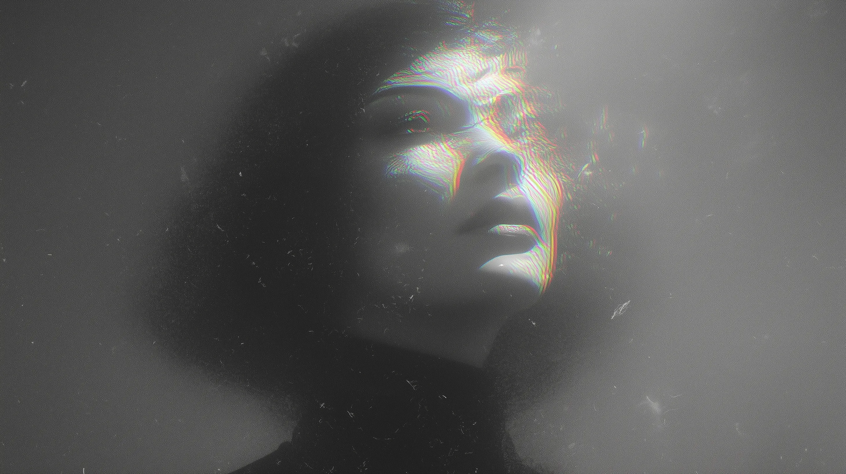 Abstract Glitch Portrait in Monochrome