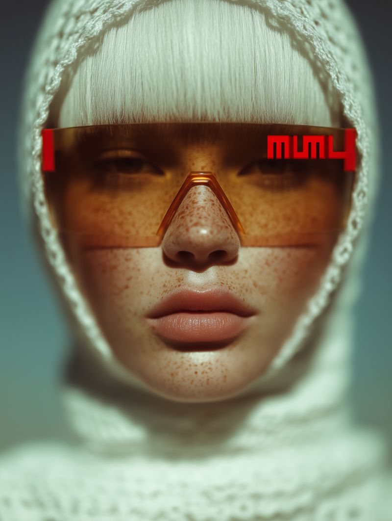 Futuristic portrait with amber visor