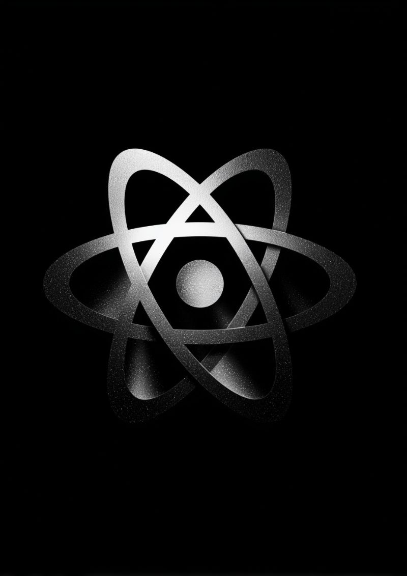 Metallic Atom Symbol on Black Background
