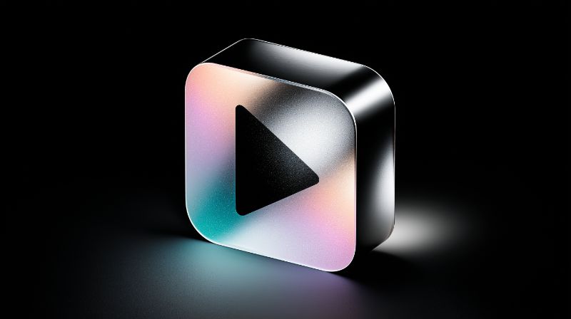 3D gradient play button icon on black background