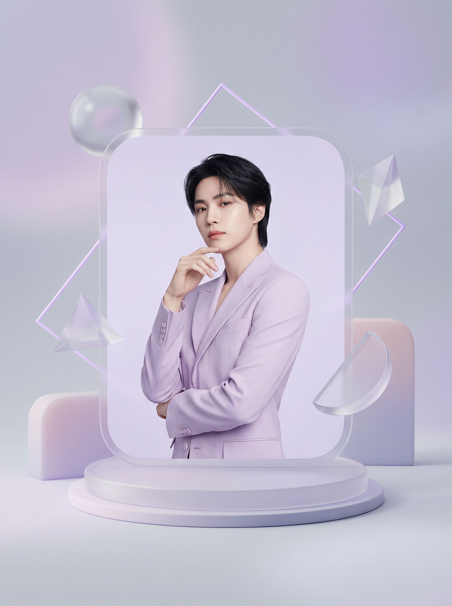 Portrait in pastel lavender 3D studio