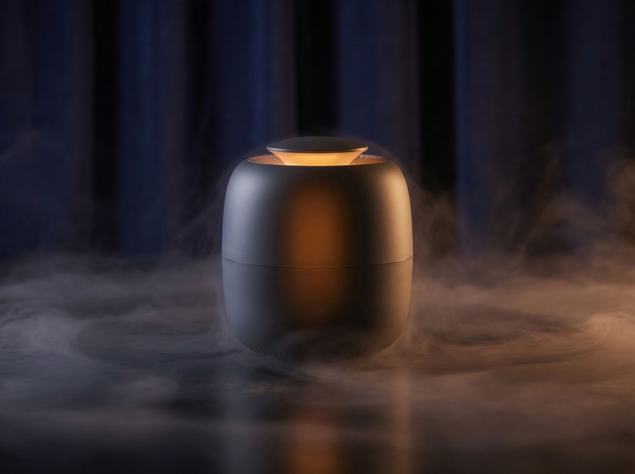 Modern cylindrical device in moody lighting