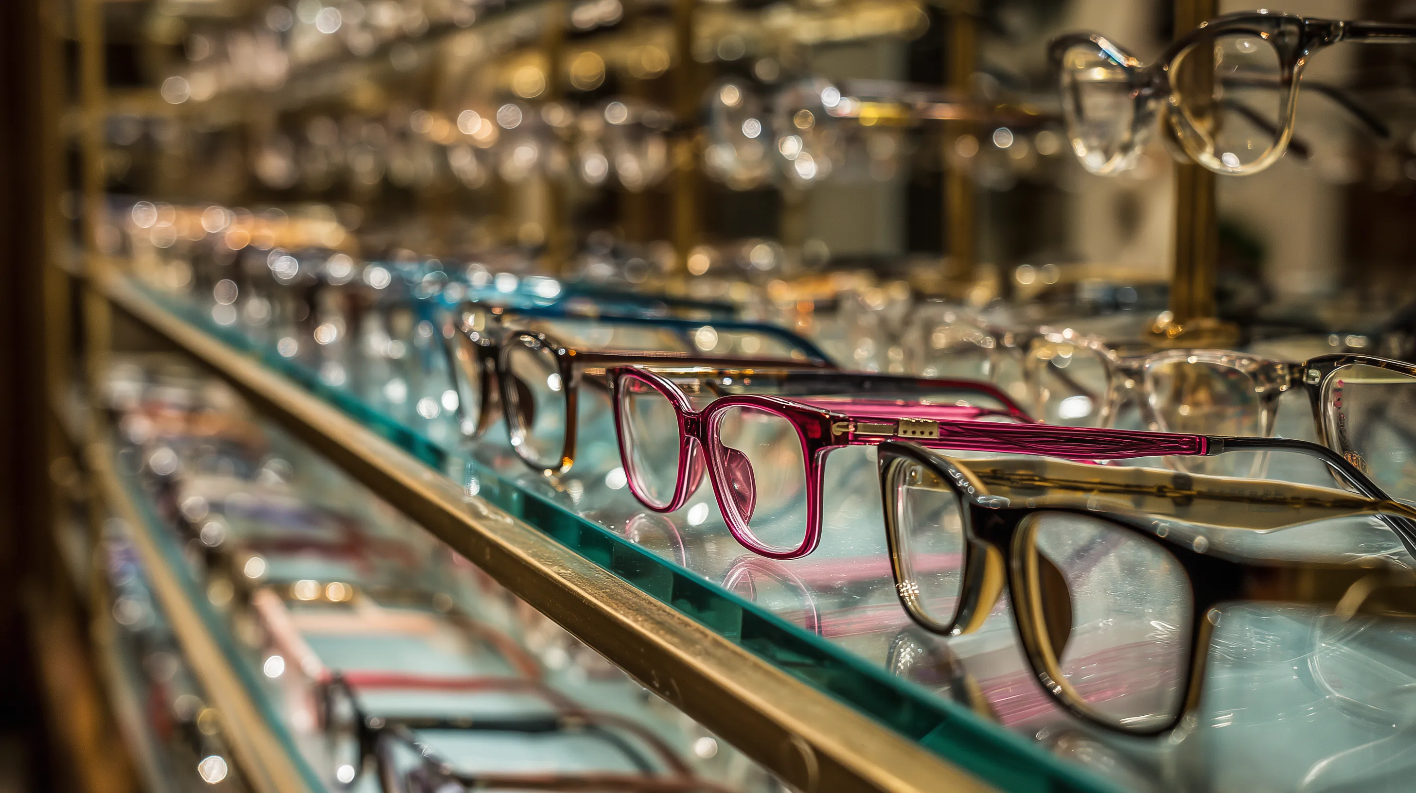 Display of eyeglass frames in optical store