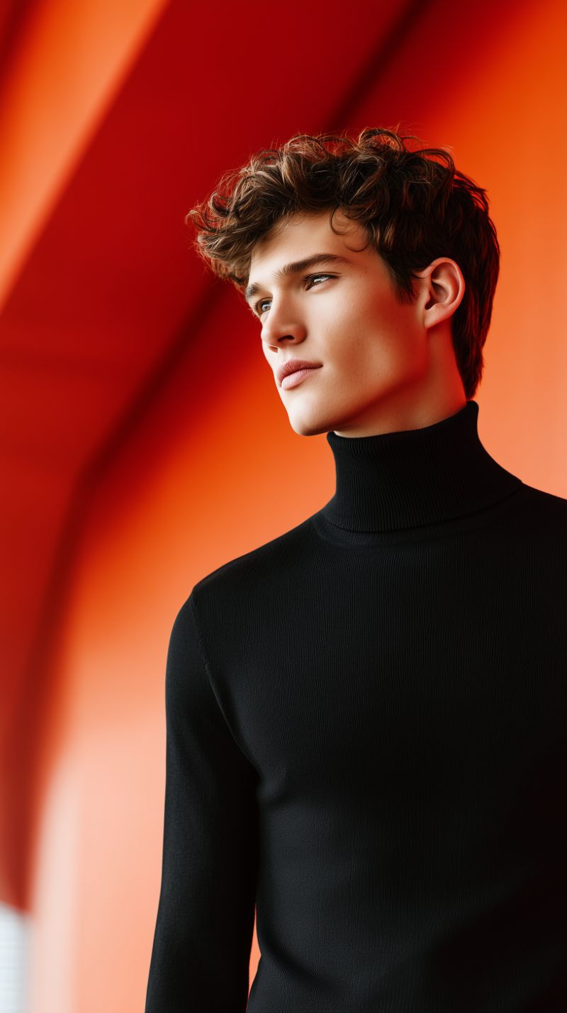 Stylish portrait of man in black turtleneck