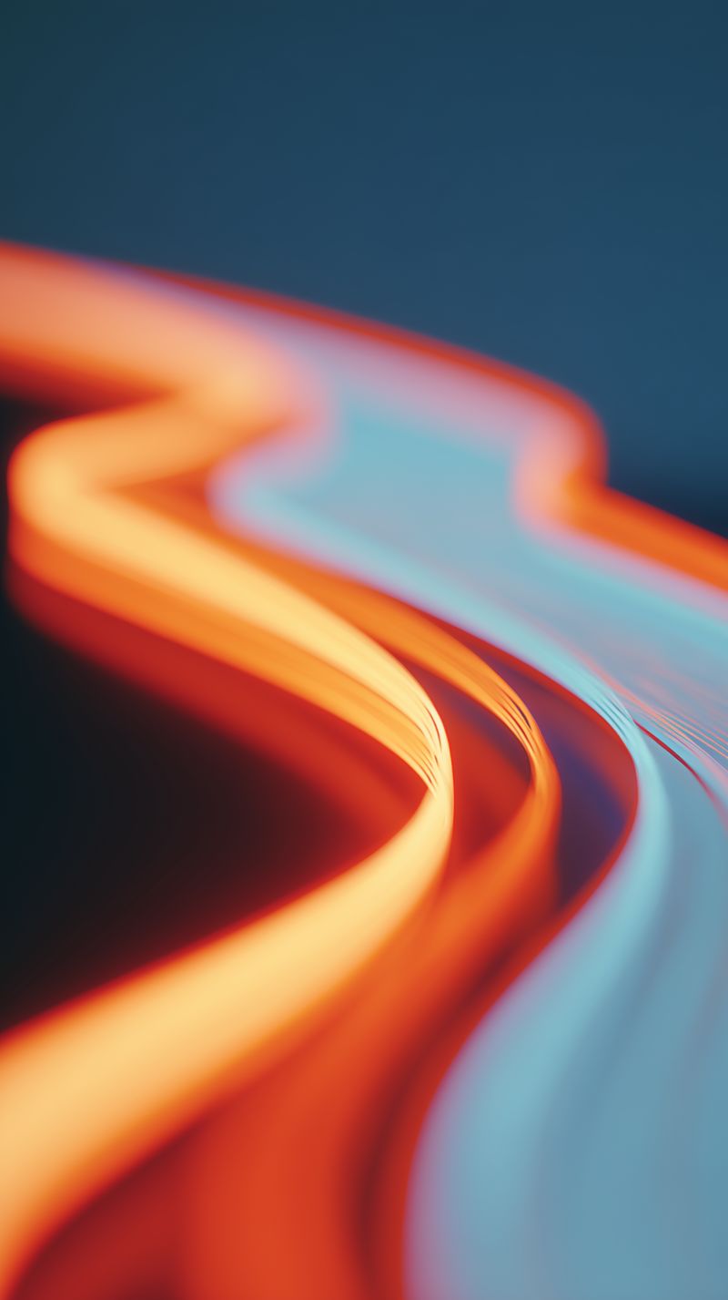 Abstract neon orange and cyan light trails