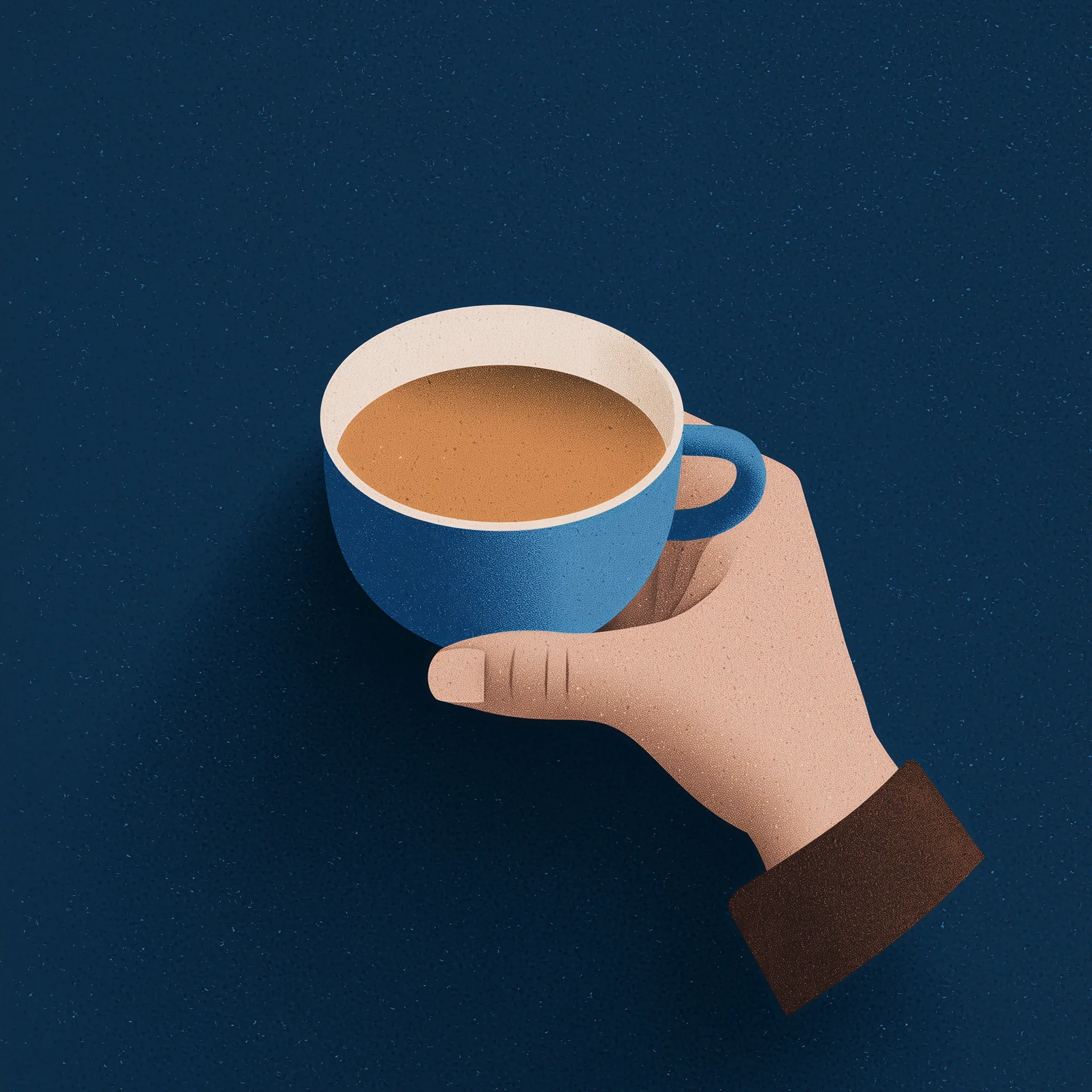 Hand Holding Blue Coffee Cup Illustration