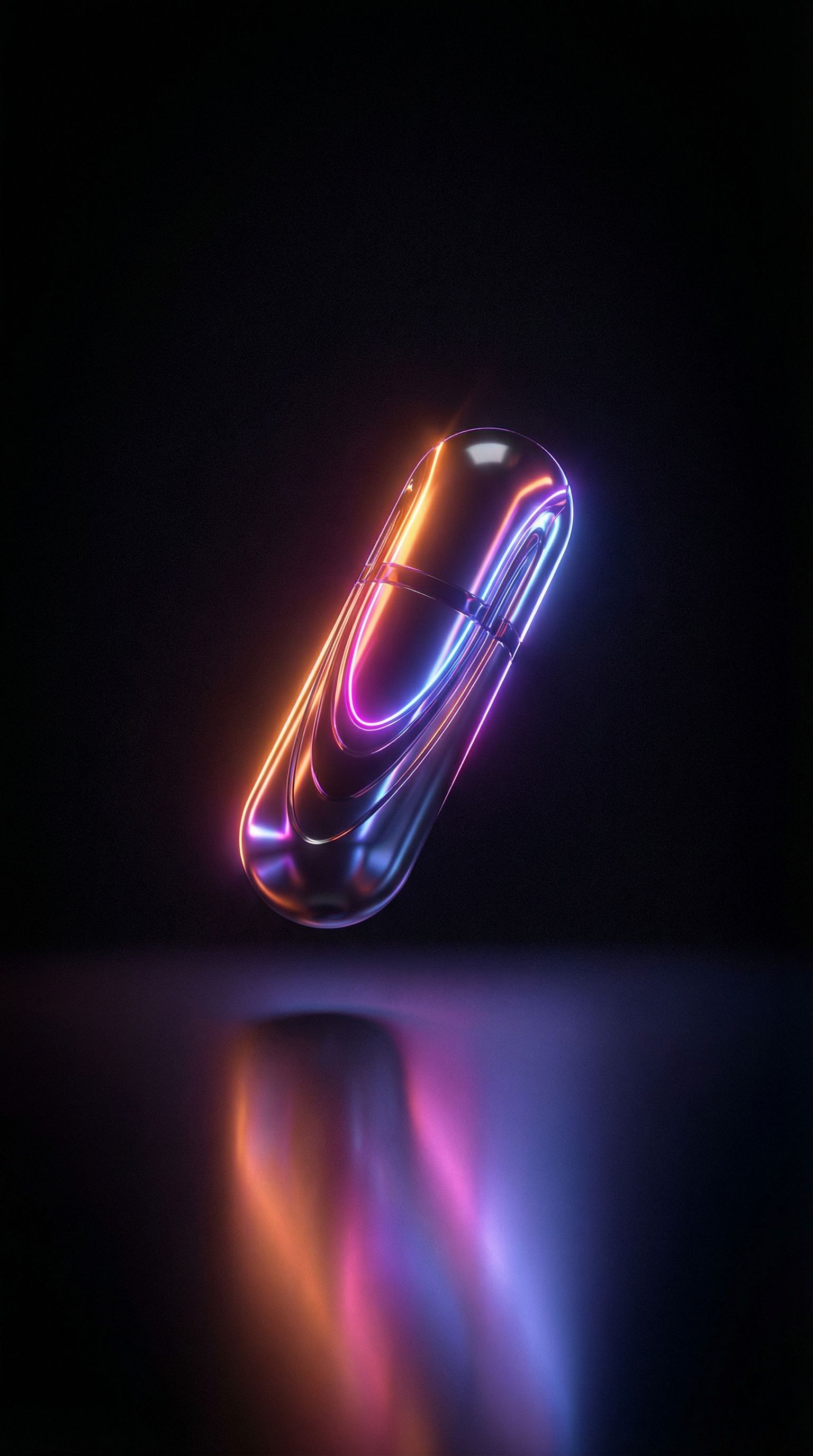 Neon Glowing Capsule on Dark Background