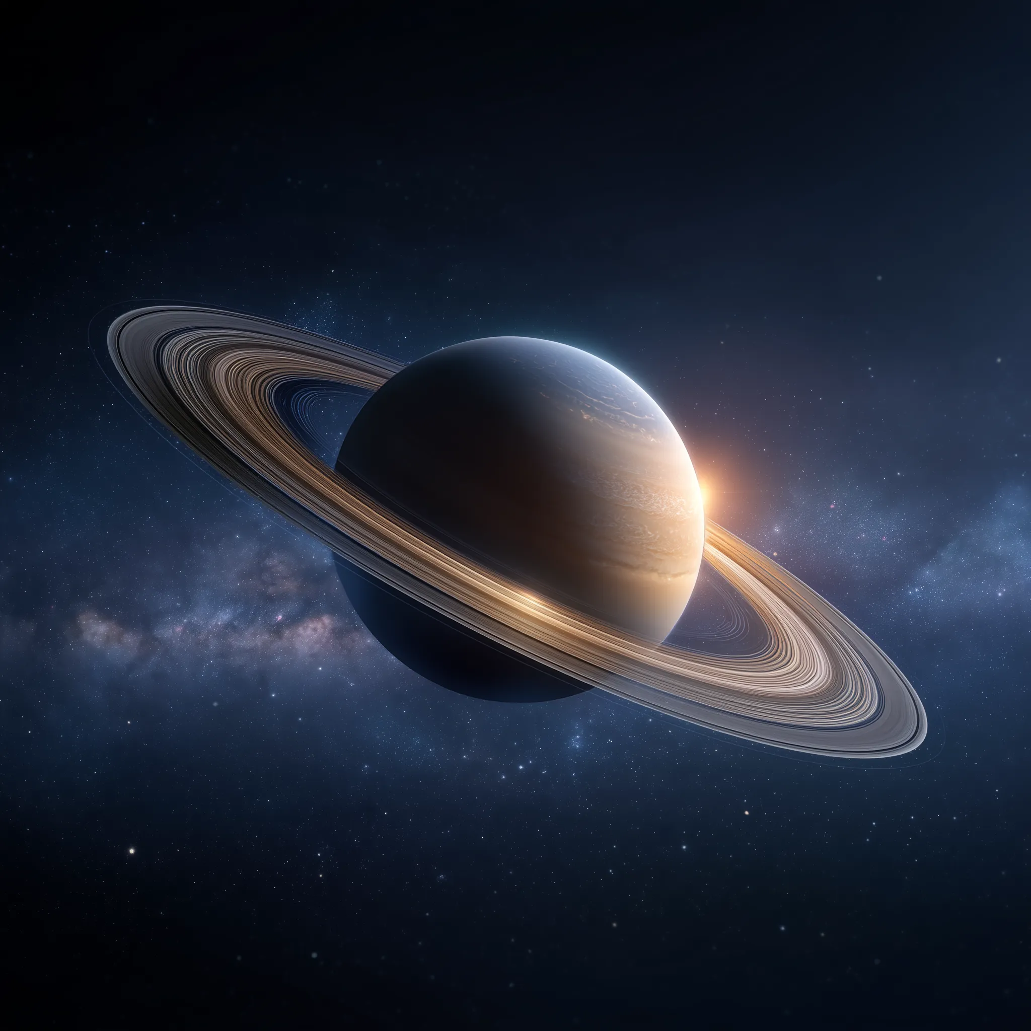 Ringed Gas Giant Illuminated in Deep Space – Asset – Aura, image size:2048x2048