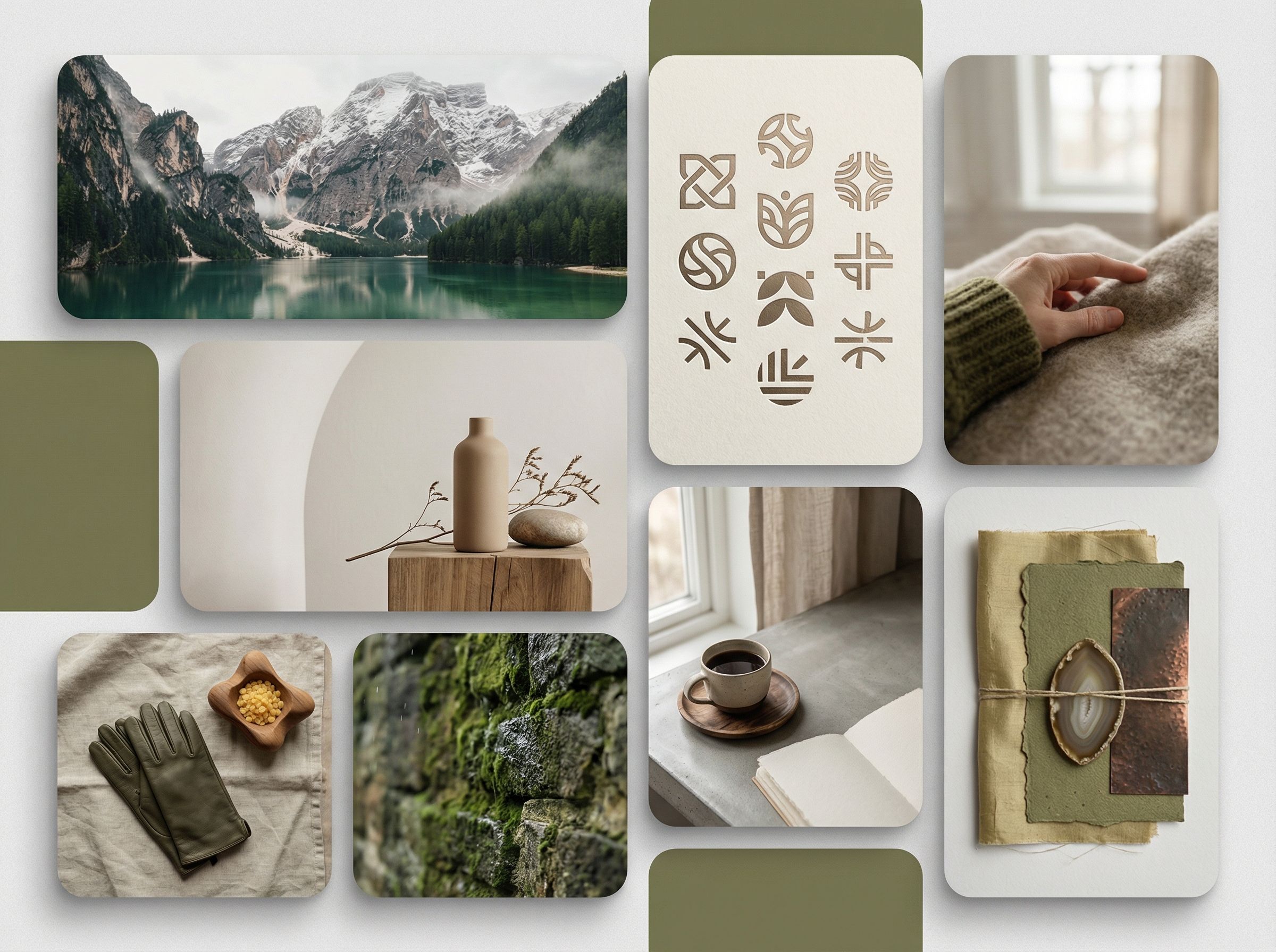 Earthy lifestyle moodboard with nature and objects
