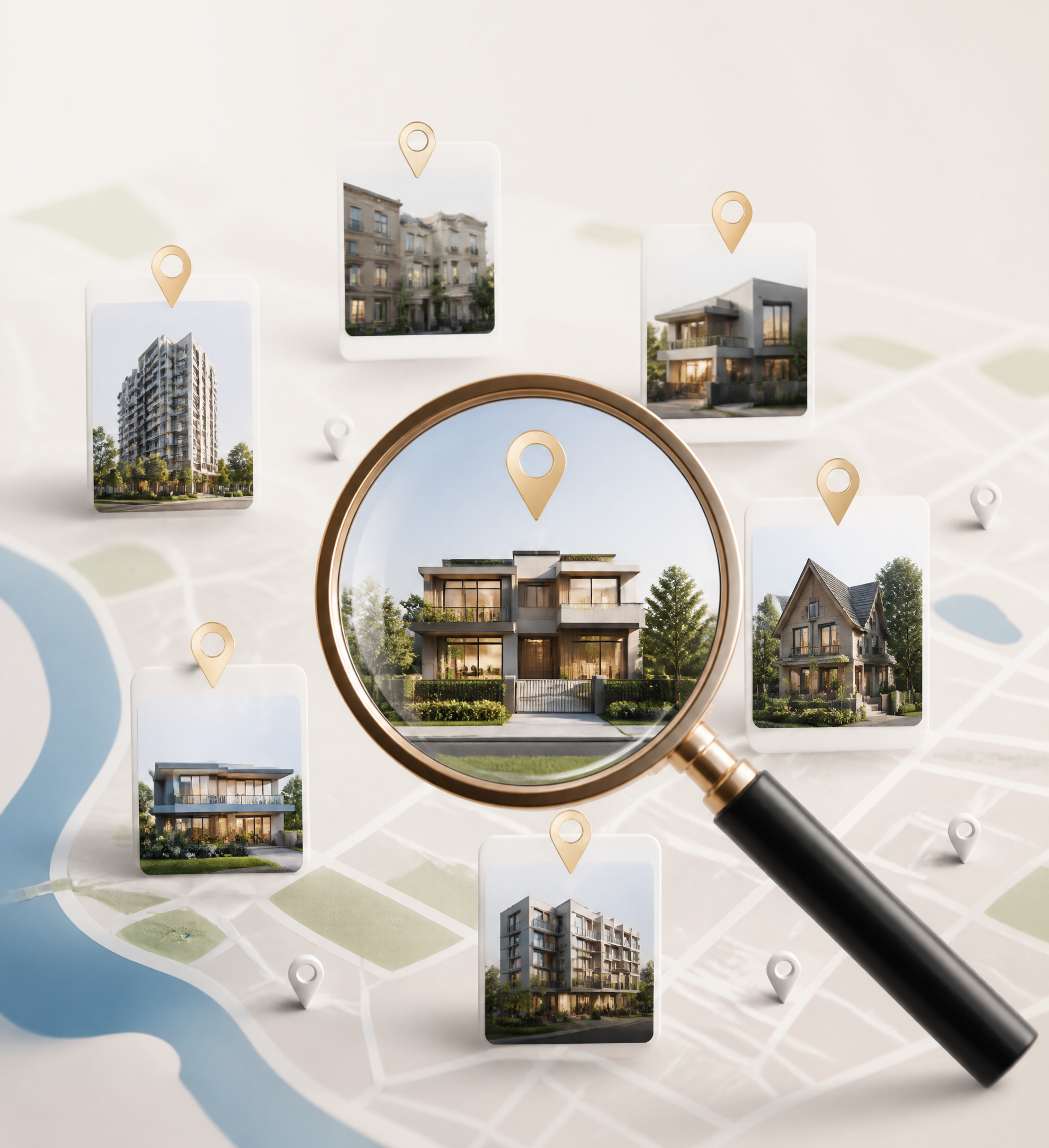 Magnifying Glass Searching Properties on Map