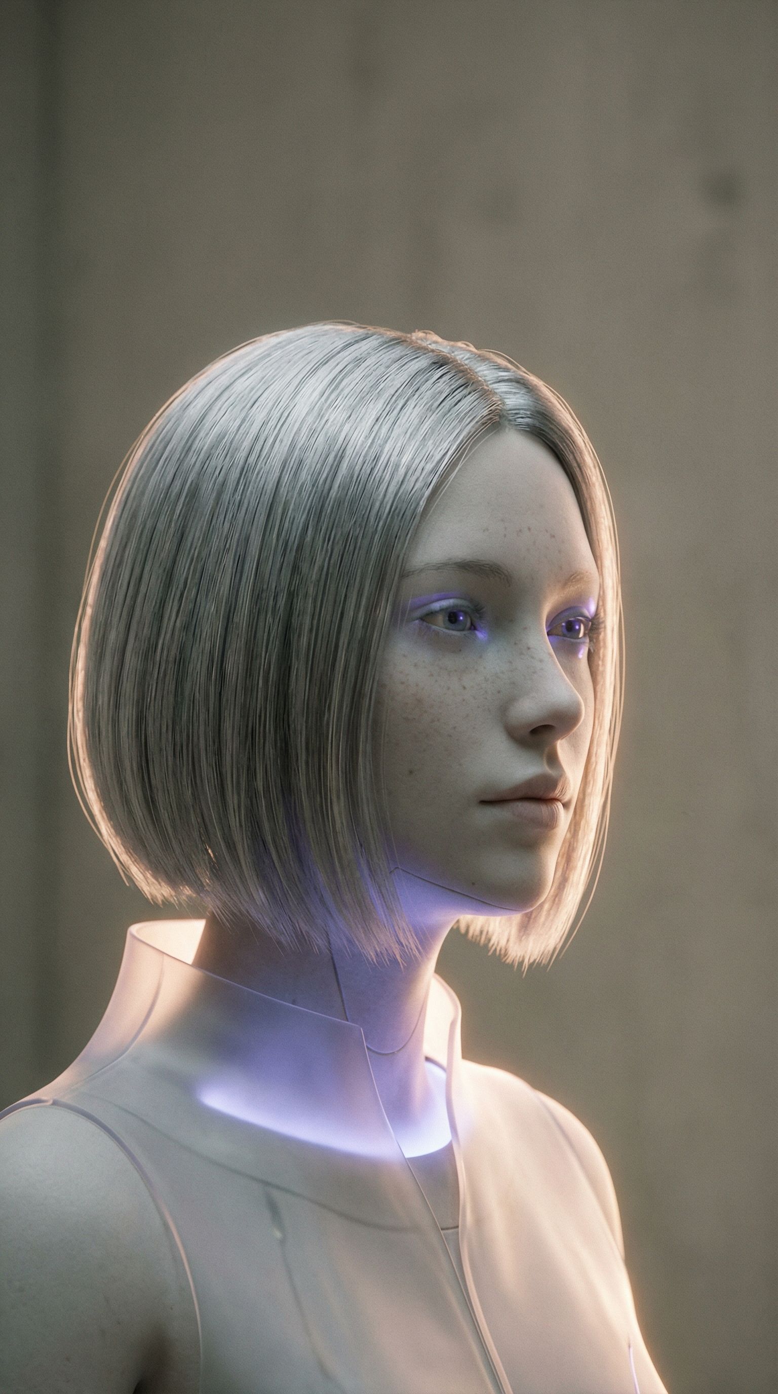 Futuristic female android portrait