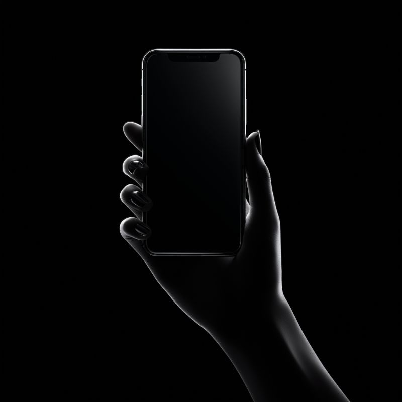 Silhouetted Hand Holding Smartphone
