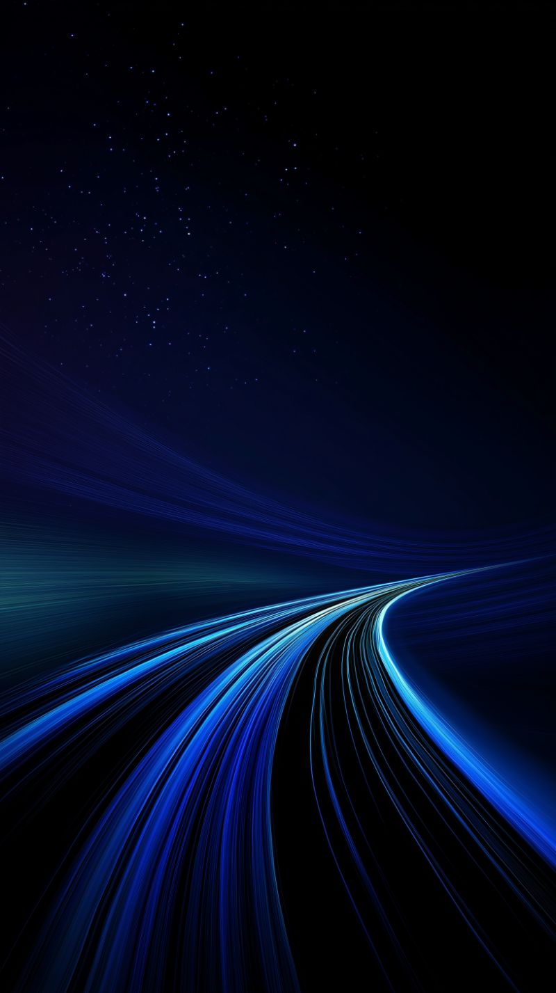 Abstract blue light trails under starry night