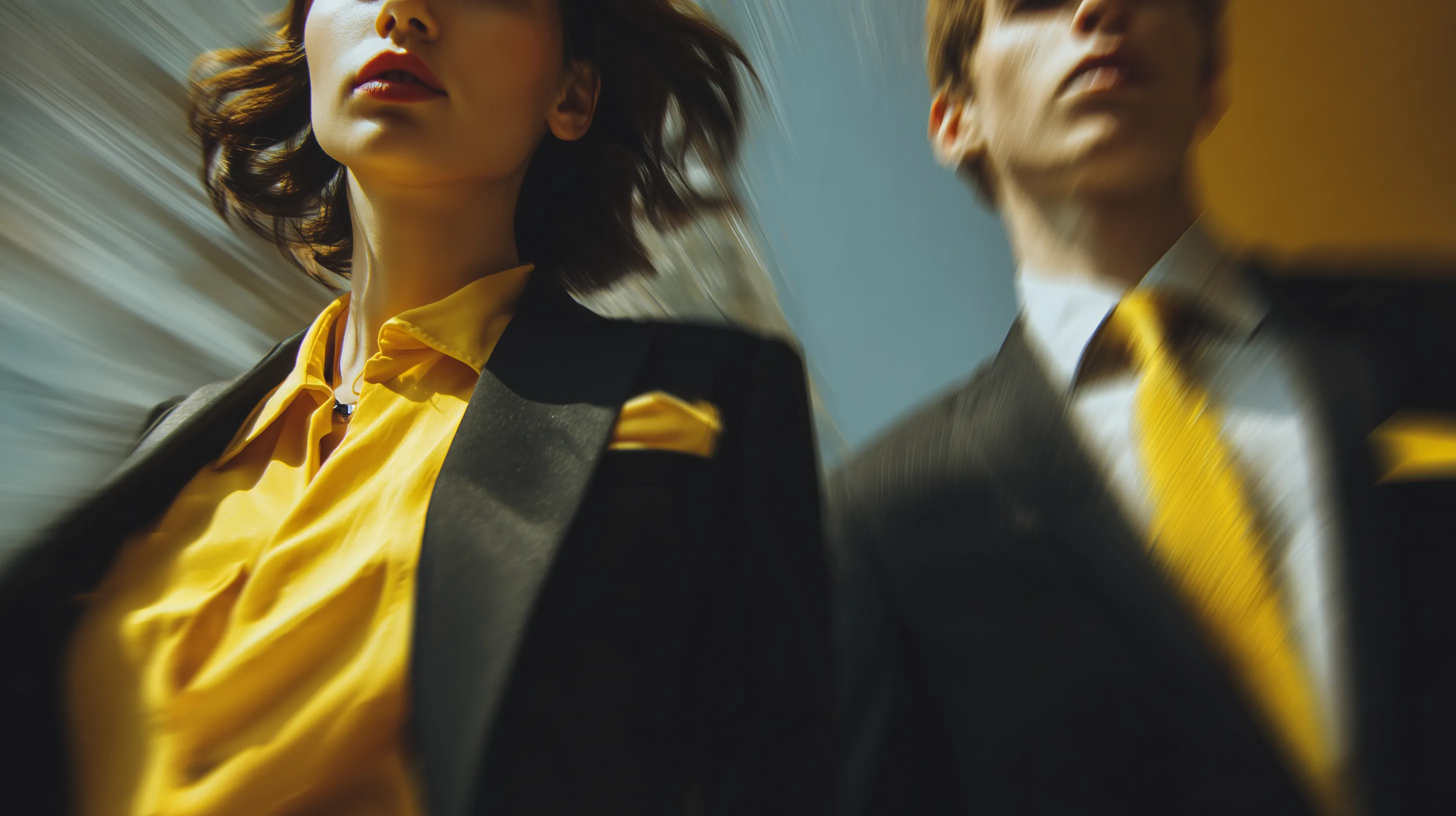 Stylish professionals in motion blur