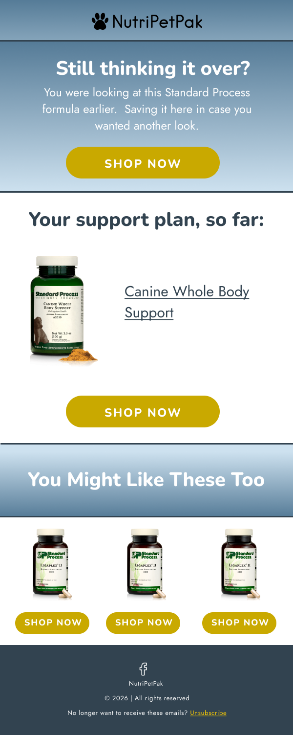 NutriPetPak Abandoned Cart Email Design