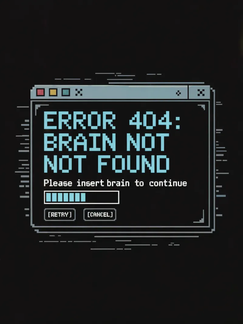 Retro Pixel Error 404 Brain Not Found Window