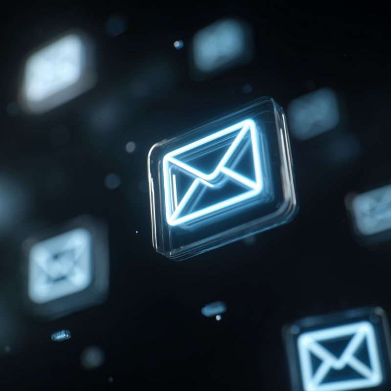 3D Neon Email Icons on Dark Background