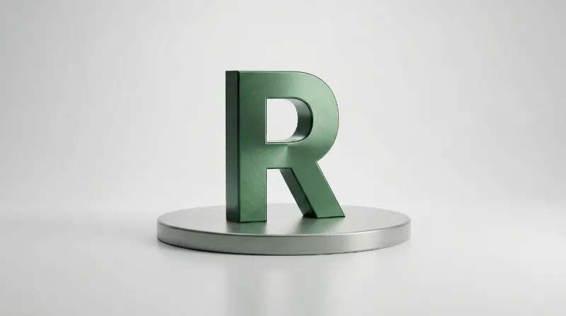 Metallic Green Letter R on Pedestal