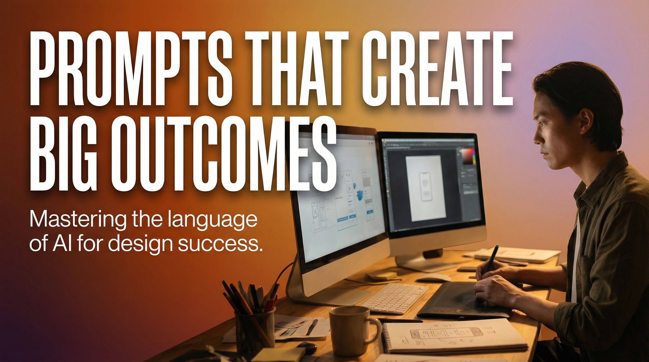 Designer Using AI Prompts for Creative Outcomes